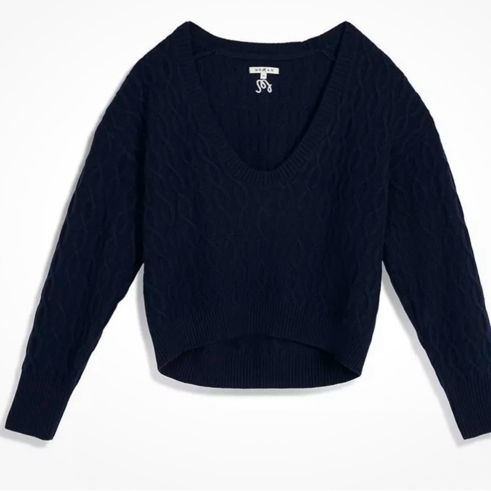 Genuine Malbon Golf [WOMENS COLLECTION] Gabriel Cable Knit Sweater NAVY